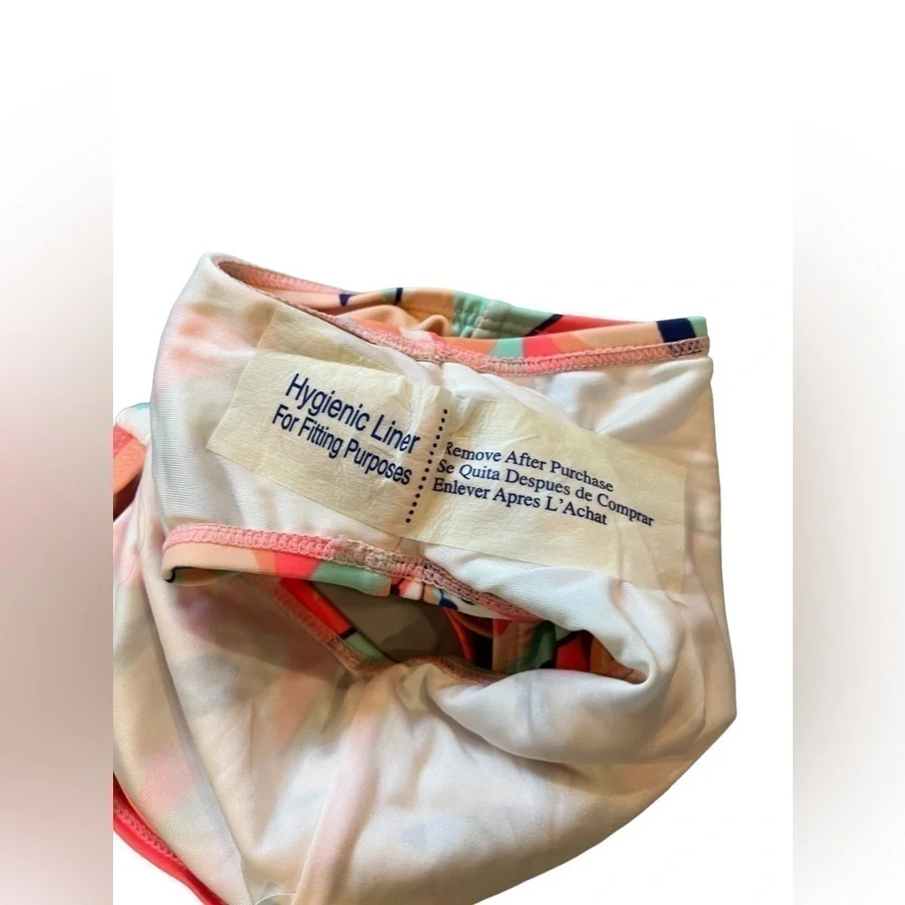 NWOT Gymboree peach pink  color bathing suit geometric floral design, 12M